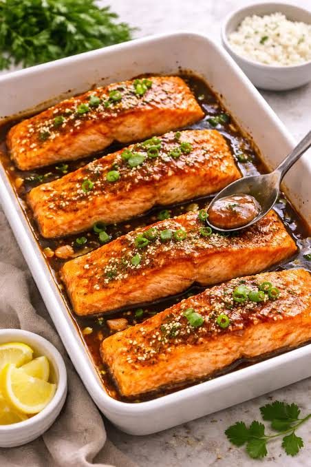 Salmón a la brasa con salsa agridulce